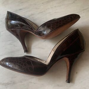 Vintage Alligator Print Pumps High Heels 1960s Size 4